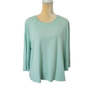 Orvis Women's Light Blue 3/4 Quarter Length Sleeve Blouse Size XL